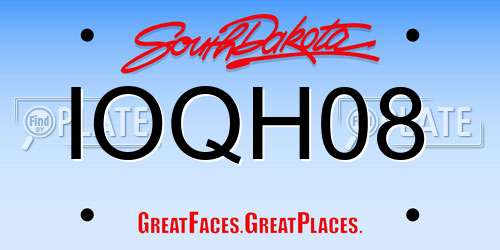 IOQH08 South Dakota License Plate