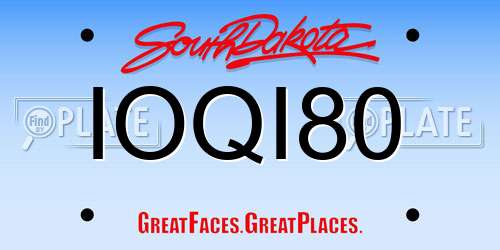 IOQI80 South Dakota License Plate