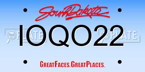 IOQO22 South Dakota License Plate