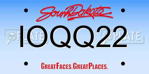 IOQQ22 South Dakota License Plate