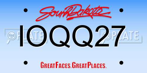 IOQQ27 South Dakota License Plate