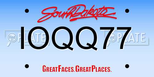 IOQQ77 South Dakota License Plate