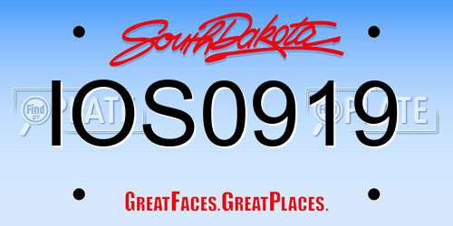 IOS0919 South Dakota License Plate