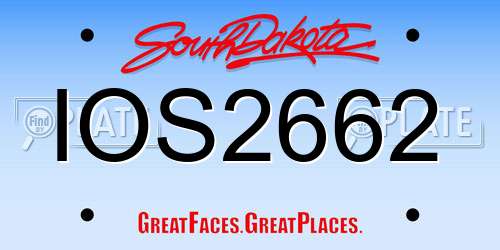 IOS2662 South Dakota License Plate