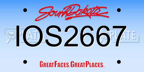 IOS2667 South Dakota License Plate