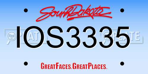 IOS3335 South Dakota License Plate