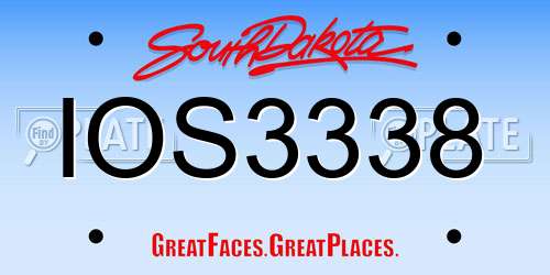 IOS3338 South Dakota License Plate
