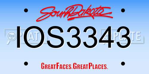 IOS3343 South Dakota License Plate