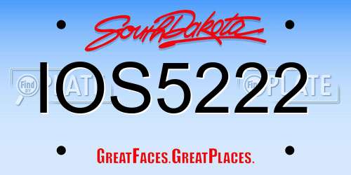 IOS5222 South Dakota License Plate