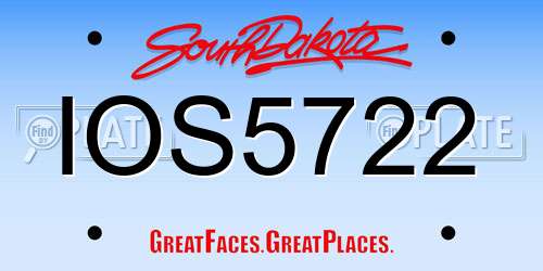 IOS5722 South Dakota License Plate