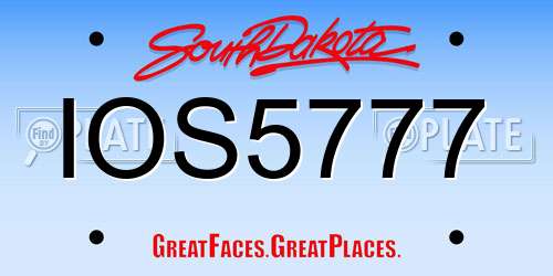 IOS5777 South Dakota License Plate