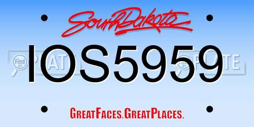 IOS5959 South Dakota License Plate