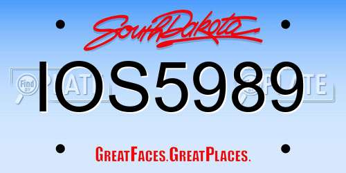 IOS5989 South Dakota License Plate