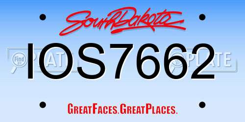 IOS7662 South Dakota License Plate