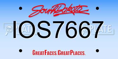 IOS7667 South Dakota License Plate