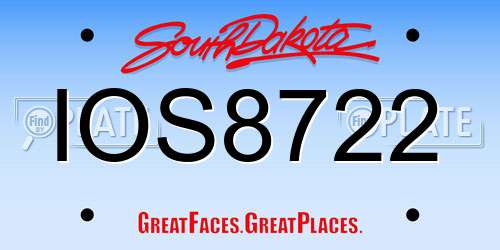 IOS8722 South Dakota License Plate