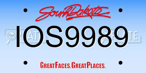 IOS9989 South Dakota License Plate