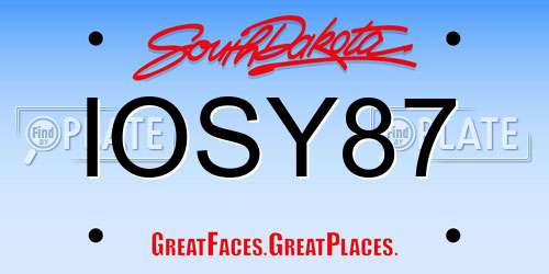 IOSY87 South Dakota License Plate