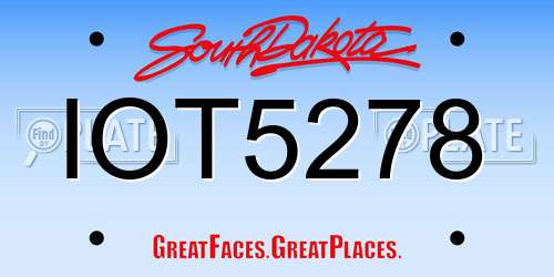 IOT5278 South Dakota License Plate