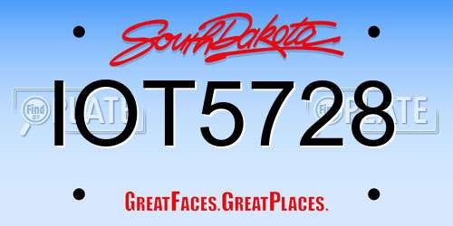 IOT5728 South Dakota License Plate