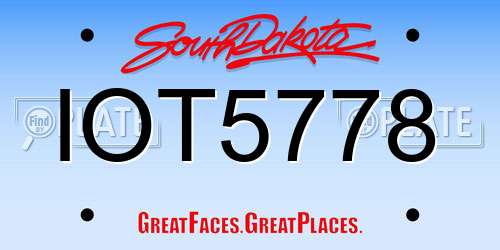 IOT5778 South Dakota License Plate