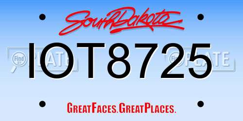 IOT8725 South Dakota License Plate