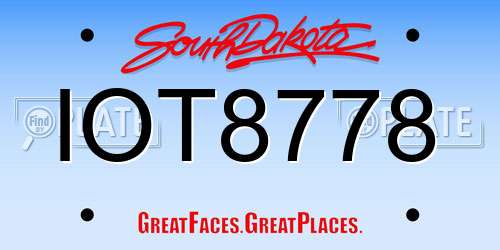 IOT8778 South Dakota License Plate