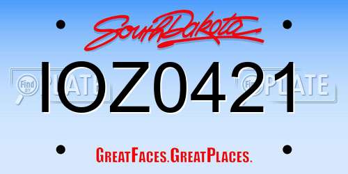IOZ0421 South Dakota License Plate