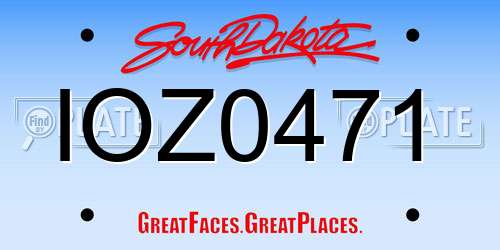 IOZ0471 South Dakota License Plate