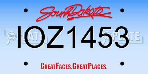 IOZ1453 South Dakota License Plate