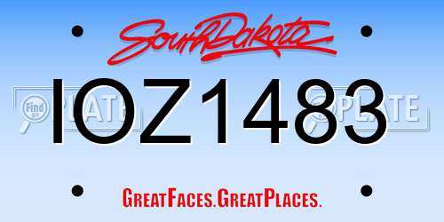 IOZ1483 South Dakota License Plate