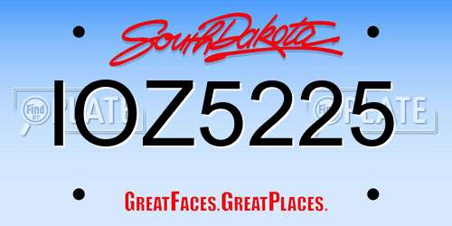 IOZ5225 South Dakota License Plate