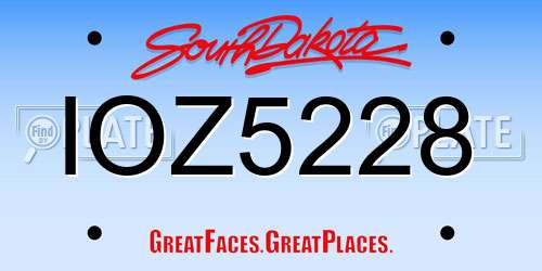 IOZ5228 South Dakota License Plate