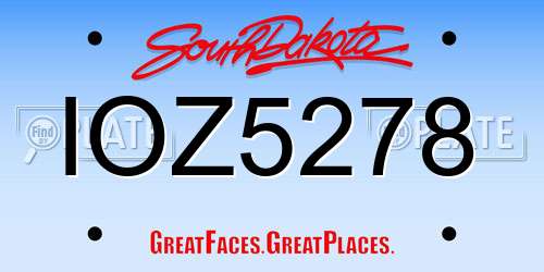 IOZ5278 South Dakota License Plate