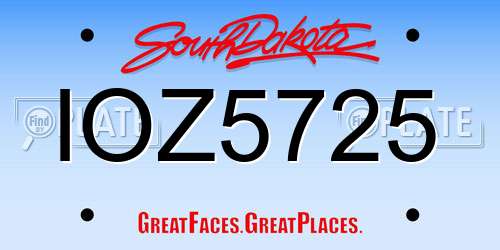 IOZ5725 South Dakota License Plate