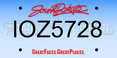 IOZ5728 South Dakota License Plate