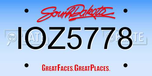 IOZ5778 South Dakota License Plate