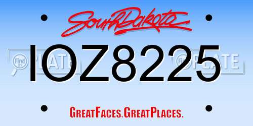 IOZ8225 South Dakota License Plate