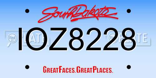 IOZ8228 South Dakota License Plate