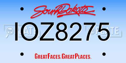 IOZ8275 South Dakota License Plate