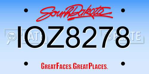 IOZ8278 South Dakota License Plate