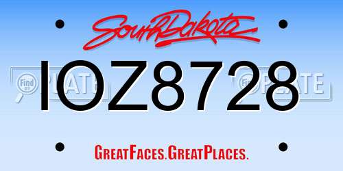 IOZ8728 South Dakota License Plate