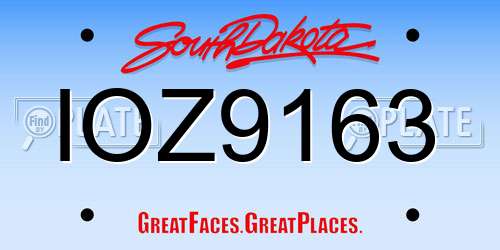 IOZ9163 South Dakota License Plate