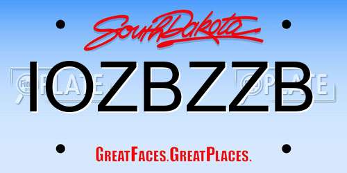 IOZBZZB South Dakota License Plate