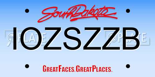 IOZSZZB South Dakota License Plate