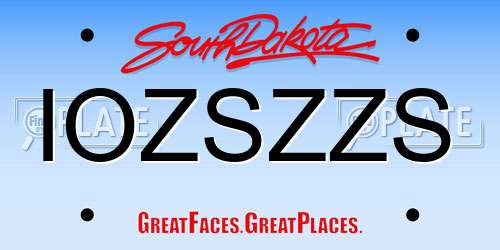 IOZSZZS South Dakota License Plate