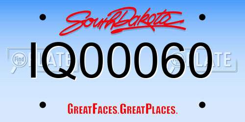 IQ00060 South Dakota License Plate