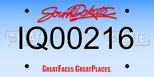 IQ00216 South Dakota License Plate