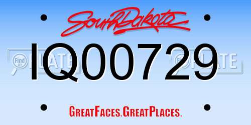 IQ00729 South Dakota License Plate