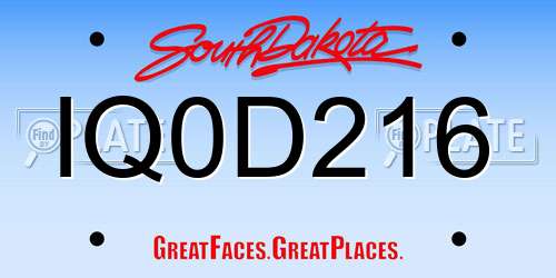 IQ0D216 South Dakota License Plate